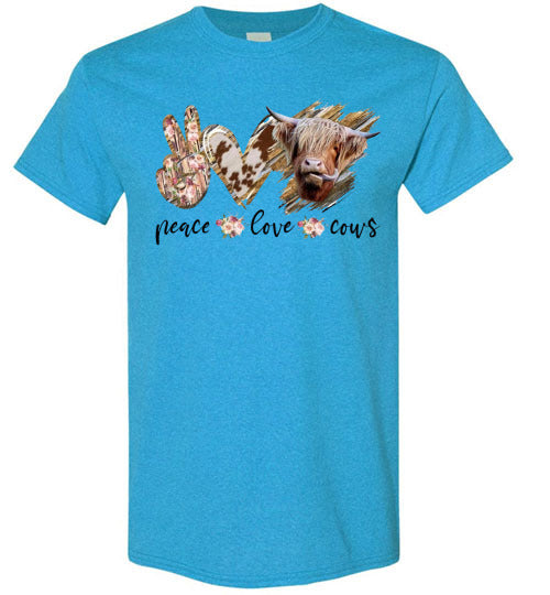 Peace Love Cows Country Tee Shirt Top T-Shirt