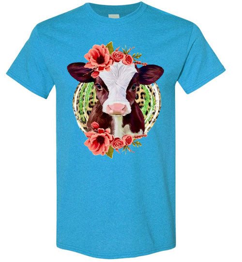 Country Glam Helfer Cow Graphic Tee Shirt Top