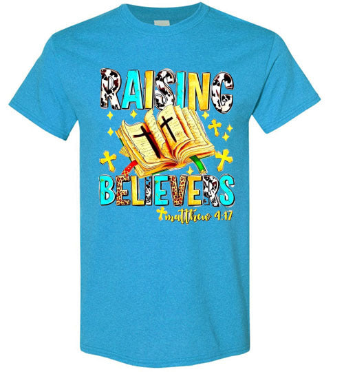 Raising Believers Christian Faith Cross Bible Tee Shirt Top Shirt T-Shirt