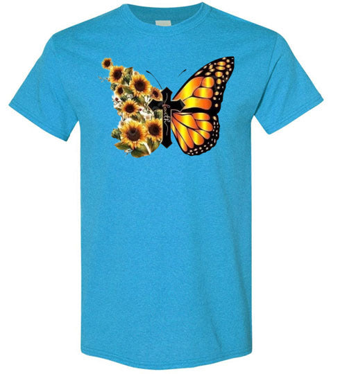 Cross Butterfly Floral Tee Shirt Top
