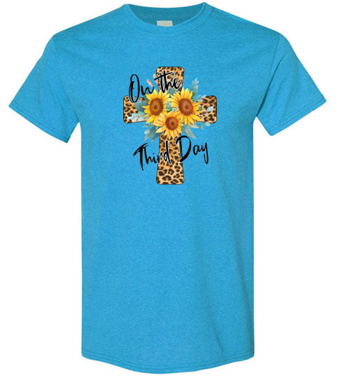 Leopard Cross Sunflower Graphic Tee Shirt Top