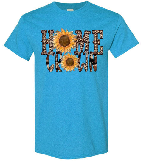 Home Grown Leopard Sunflowers Graphic Tee Shirt Top