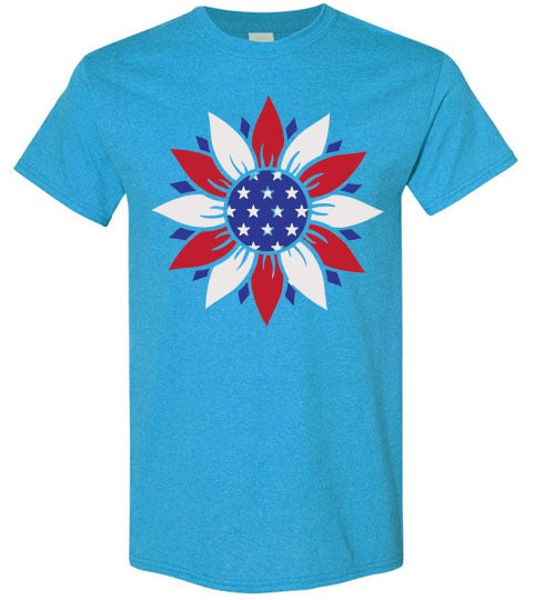 Floral USA Patriotic Tee Shirt Top T-Shirt 32276
