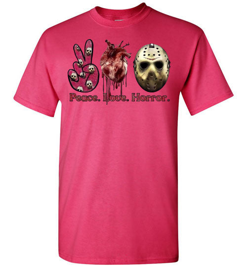 Peace Love Horror Halloween Tee Shirt Top T-Shirt