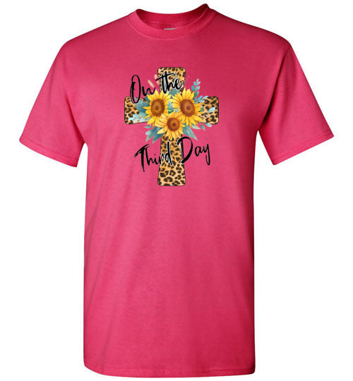 Leopard Cross Sunflower Graphic Tee Shirt Top