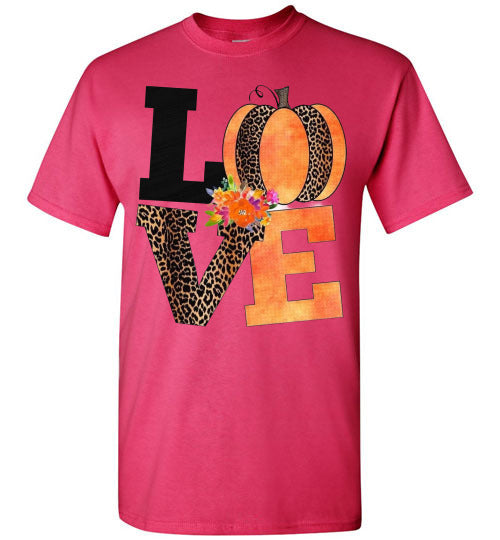 Love Leopard Pumpkin Fall Tee Shirt T-Shirt