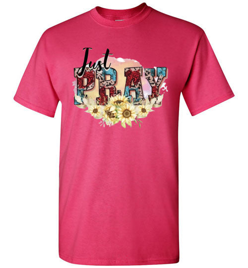 Just Pray Spiritual Christian Graphic Tee Shirt Top