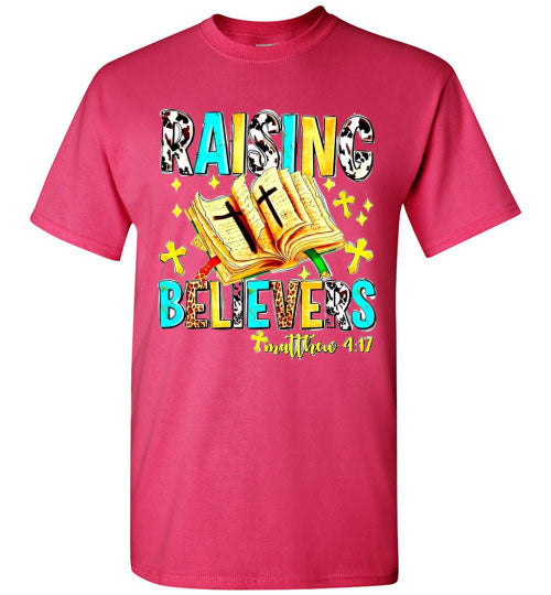 Raising Believers Christian Faith Cross Bible Tee Shirt Top Shirt T-Shirt