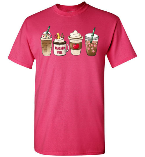 Teacher Fuel Starbucks Coffee Frappe Latte Graphic Tee Shirt Fall Top