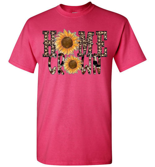 Home Grown Leopard Sunflowers Graphic Tee Shirt Top