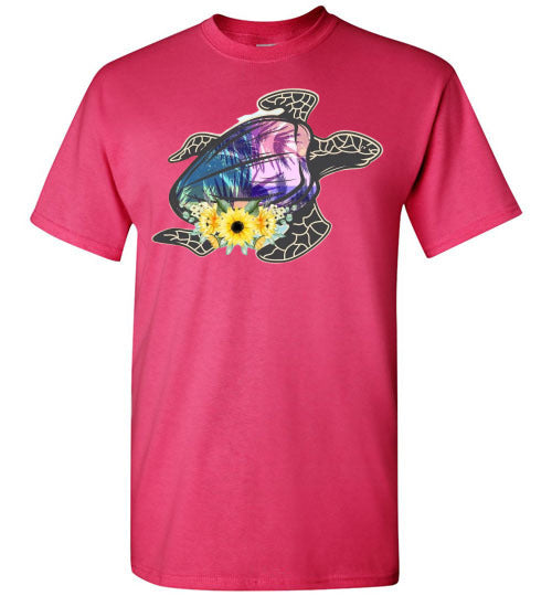 Sea Turtle With Flowers Graphic Tee Shirt Top