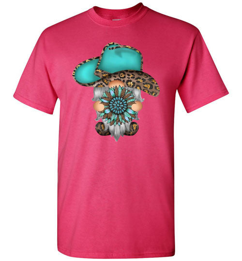 Gnome Leopard Cowboy Hat Graphic Tee Shirt top