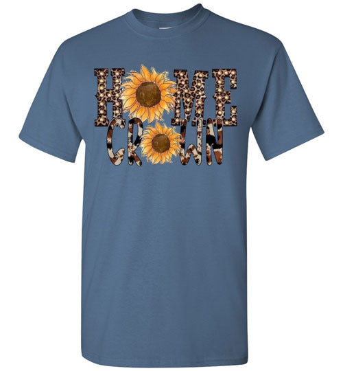 Home Grown Leopard Sunflowers Graphic Tee Shirt Top