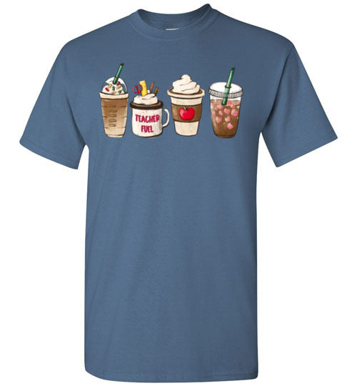 Teacher Fuel Starbucks Coffee Frappe Latte Graphic Tee Shirt Fall Top