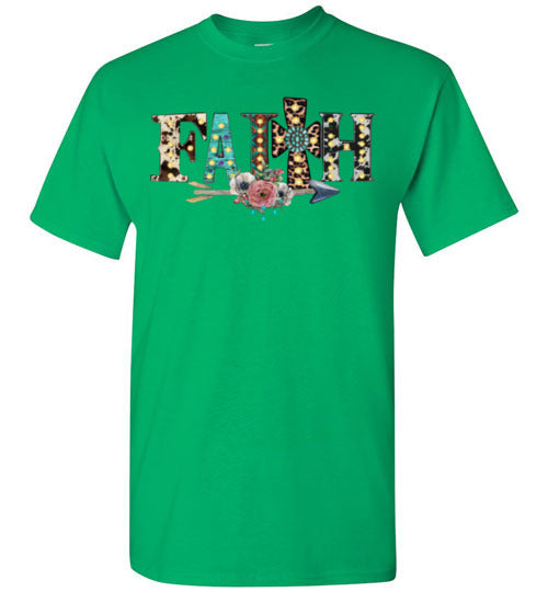Faith Cross Leopard Christian Tee Shirt Top T-Shirt