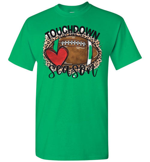 TouchDown Season Fottball Heart Leopard Print Graphic Top Shirt
