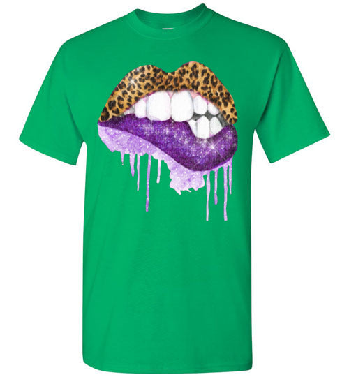 Purple leopard lips t-shirt graphic top