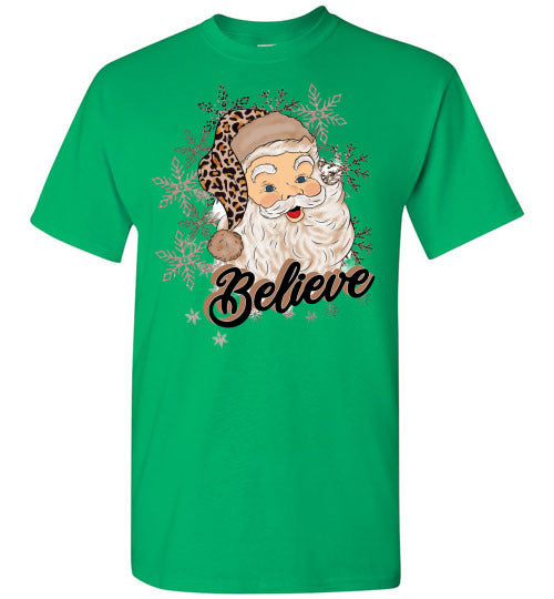 Believe Santa Tee Shirt Top T=Shirt