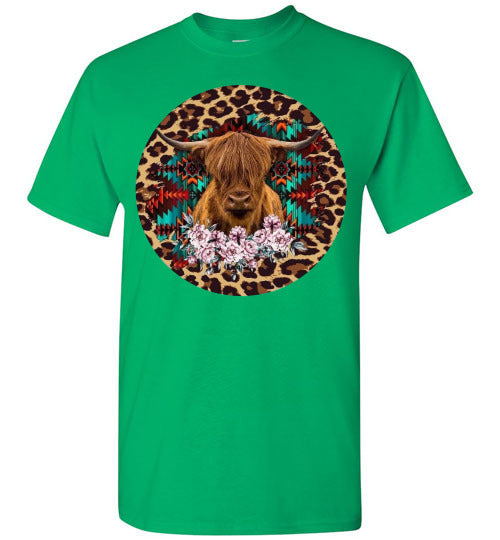 Leopard Country Glam Cow Graphic Tee Shirt Top
