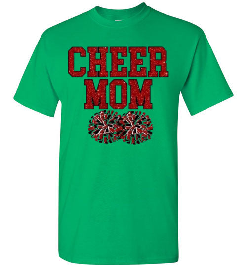 Cheer Mom Sports Football Baseball Basketball Soccer Ball Grpahic Tee Shirt Top