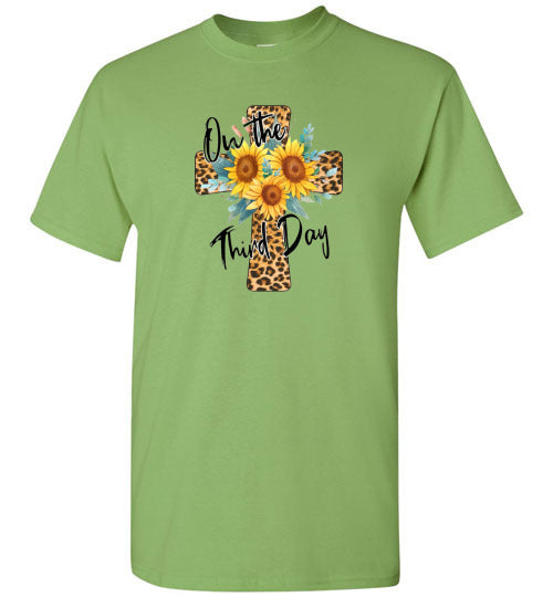 Leopard Cross Sunflower Graphic Tee Shirt Top