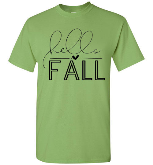 Hello Fall Autumn Graphic Tee Shirt Top