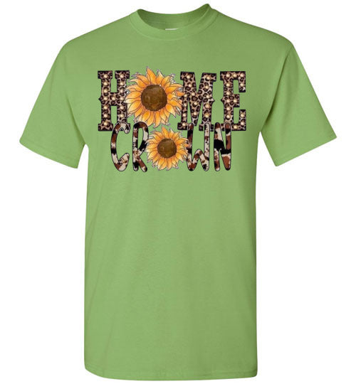 Home Grown Leopard Sunflowers Graphic Tee Shirt Top