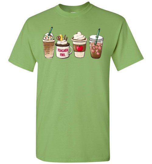 Teacher Fuel Starbucks Coffee Frappe Latte Graphic Tee Shirt Fall Top