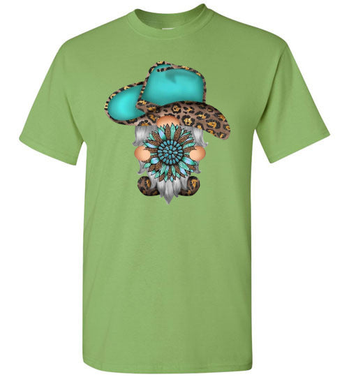 Gnome Leopard Cowboy Hat Graphic Tee Shirt top