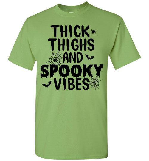Thick Thighs and Spooky Vibes Halloween Graphic Tee Shirt Top