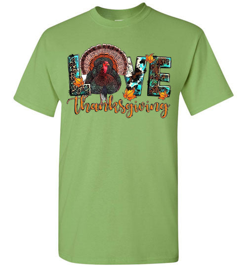 Love Thanksgiving Fall Turkey Floral Tee Shirt Top T-Shirt