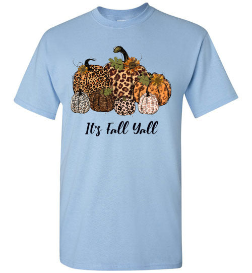 It's Fall Ya'll Leopard Pumpkin Graphic Tee Shirt Top