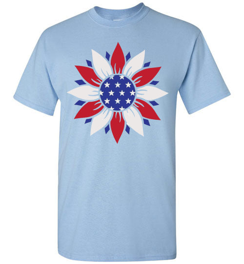 Floral USA Patriotic Tee Shirt Top T-Shirt 32276