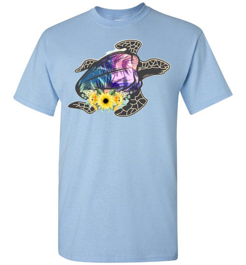 Sea Turtle With Flowers Graphic Tee Shirt Top