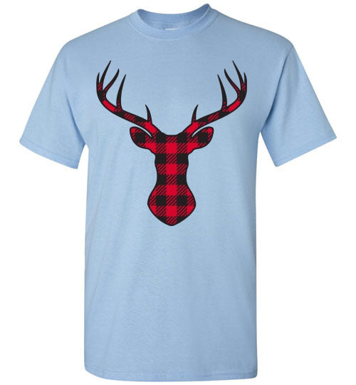 Christmas Plaid Buffalo Check Lumberjack Reindeer Tee Shirt Top T-Shirt