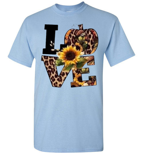 Leopard Pumpkin Love Fall Sunflower Tee Shirt Top T-Shirt