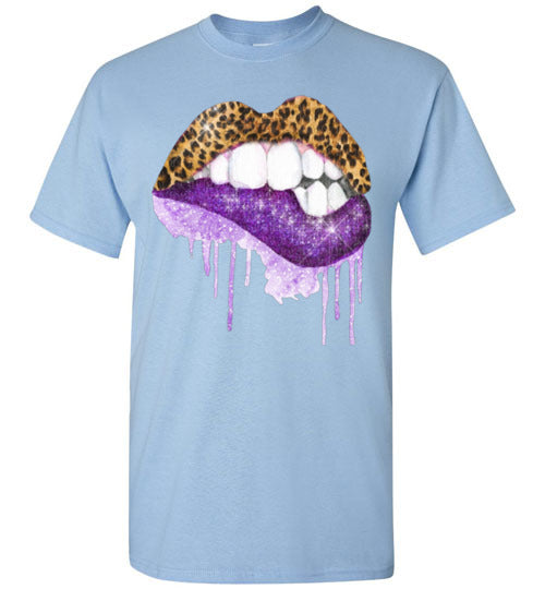 Purple leopard lips t-shirt graphic top