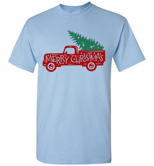 Merry Christmas Tree Old Rustic Farm Tee Shirt Top T-Shirt