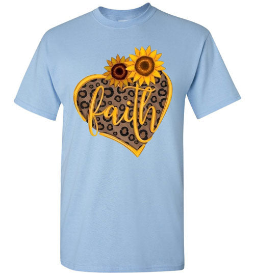 Sunflower Heart Leopard Christian Faith Tee Shirt Top T-Shirt