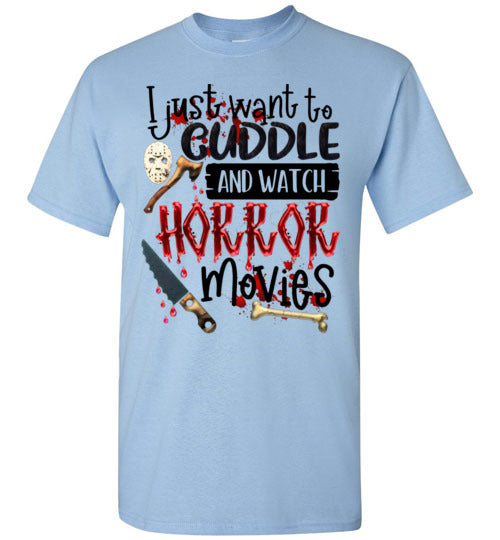 Cuddle and Watch Horror Movies Graphic Tee Shirt Top