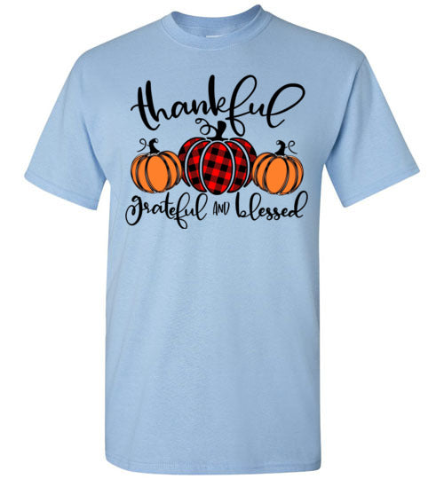 Thankful Grateful Blessed Pumpkins Shirt Top Graphic T-Shirt