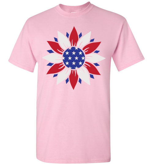 Floral USA Patriotic Tee Shirt Top T-Shirt 32276