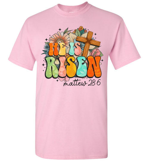He Is Risen Christian Cross Faith Tee Shirt Top Shirt