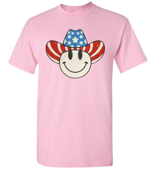 Cowboy Hat Patriotic Tee Shirt Graphic Top 32632