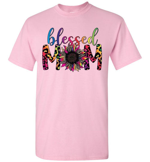Blessed Mom Multi Leopard Tee Shirt Top T-Shirt