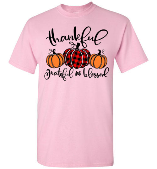 Thankful Grateful Blessed Pumpkins Shirt Top Graphic T-Shirt