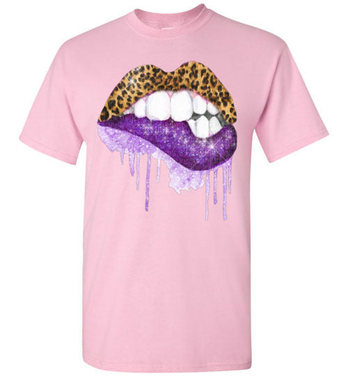 Purple leopard lips t-shirt graphic top