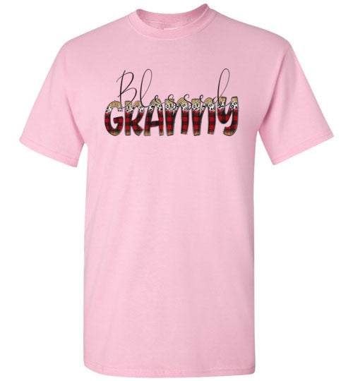 Blessed Granny Buffalo Check Graphic Tee Shirt Top