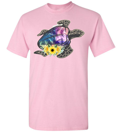 Sea Turtle With Flowers Graphic Tee Shirt Top