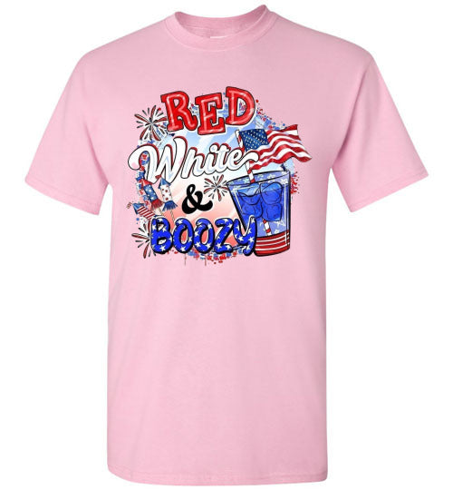 Red White & Boozy Funny Patriotic American USA 4th Of July Tee Shirt Graphic Top